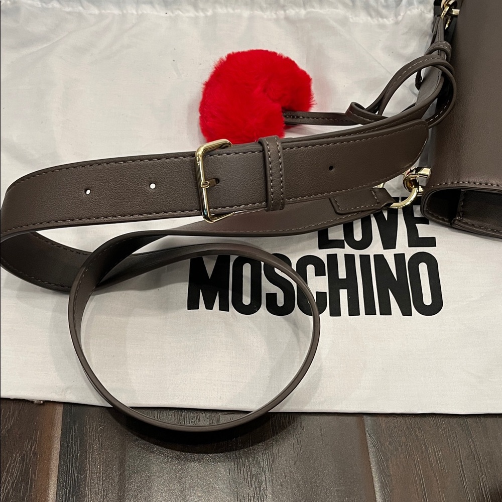 Love Moschino Taupe/Brown Crossbody Bag with Gold Logo - Picture 13 of 14